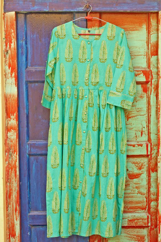 Hand Block Printed Gathered Dressprinted Pure Cotton | Etsy Canada