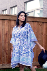 Blue Paisley short kaftan