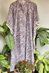 Grey Floral Print Dreamy Kaftan