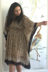 Black and Ochre circular print kaftan