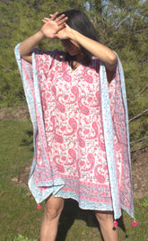 Pink Paisley cotton kaftan