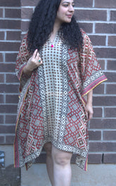 Beige rust and black geometric kaftan