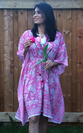 Light pink lotus cotton kaftan