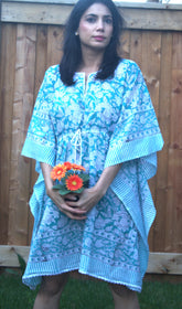 Sea green floral short kaftan