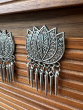 Silver lotus bold earrings