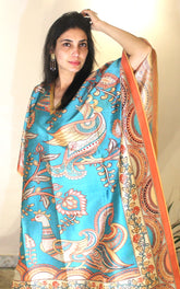 Blue bird silk blend kaftan
