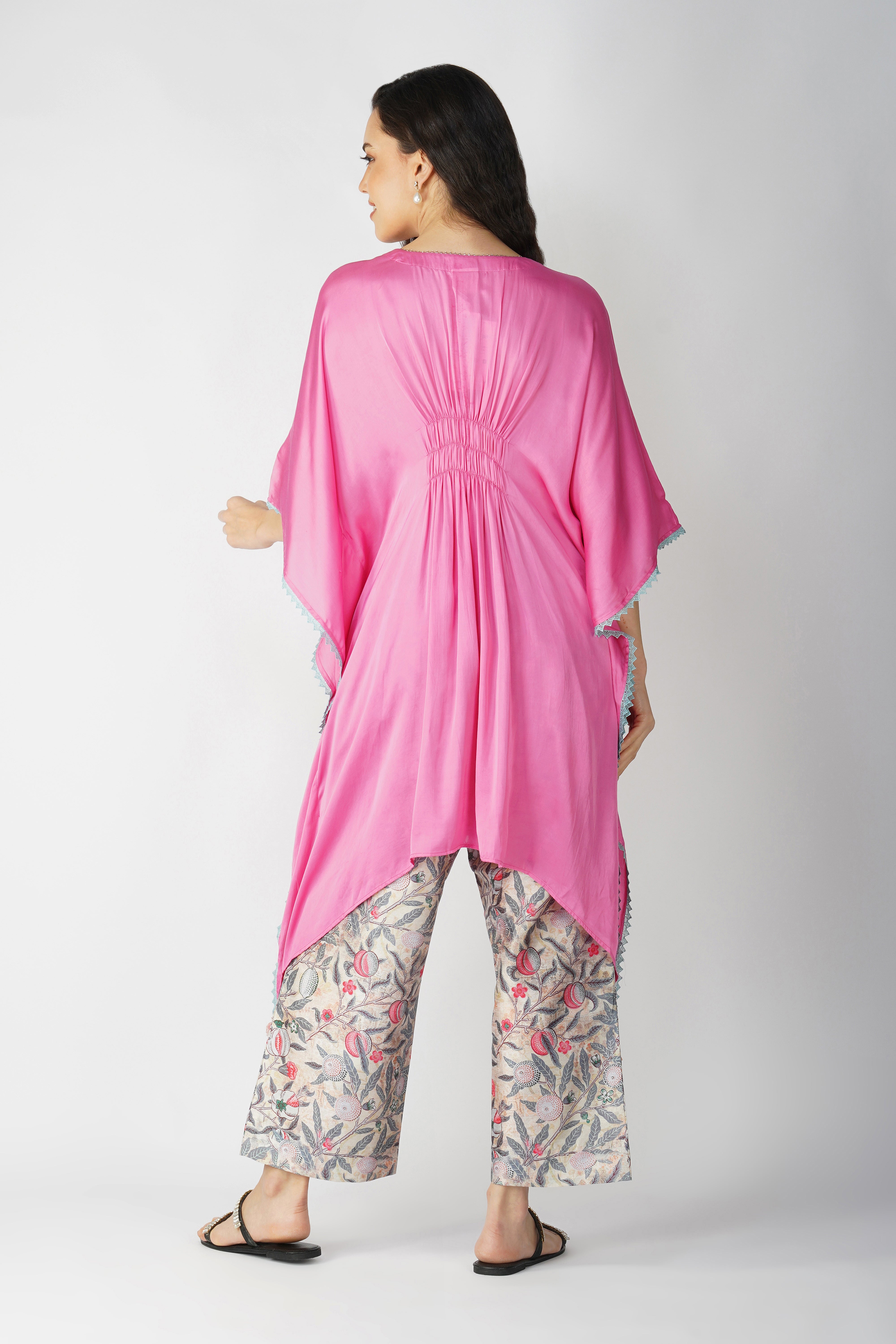 Rosy quirk kaftan top and floral pant set