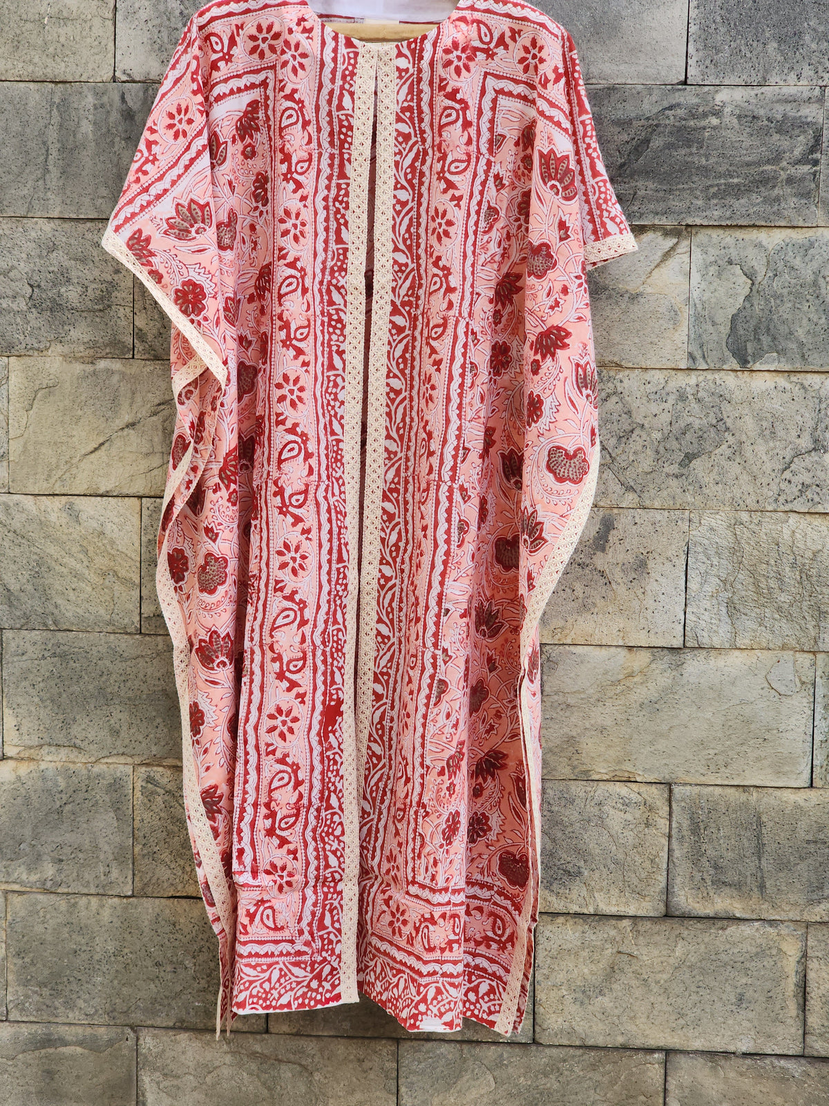 Coral floral kaftan shrug