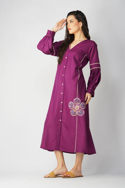 Bloom-Sleeve Jacquard Dress Her lip to ワンピース Bloom-Sleeve