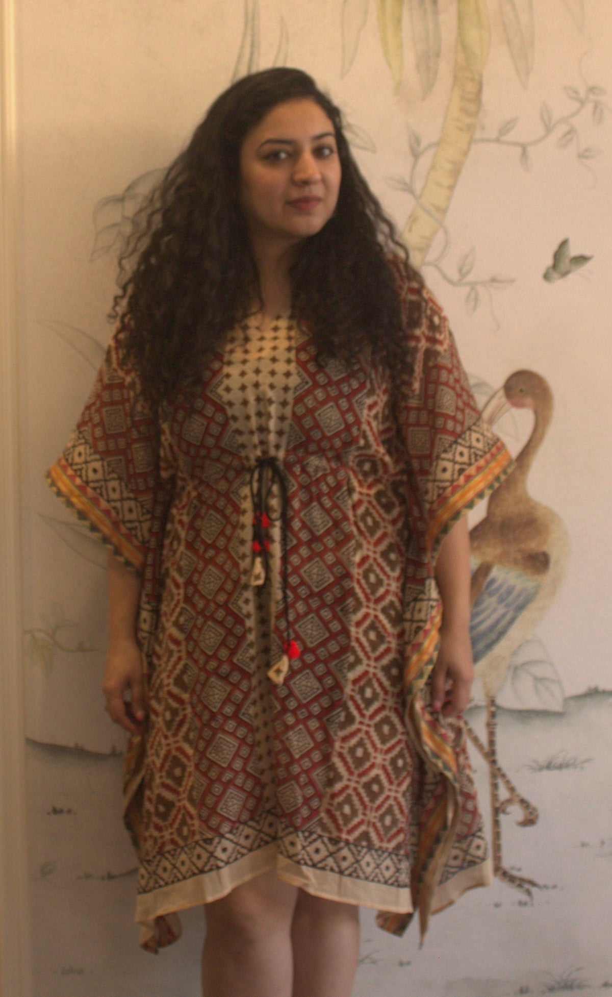 Beige and rust geo kaftan