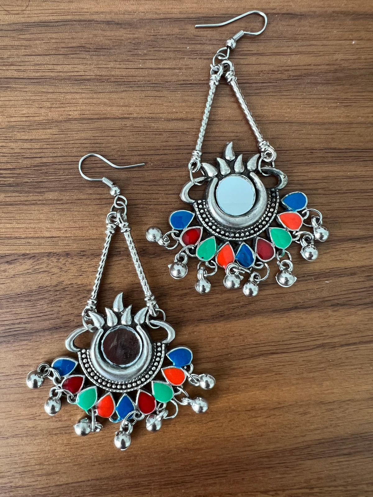 colorful mirror and stone earring