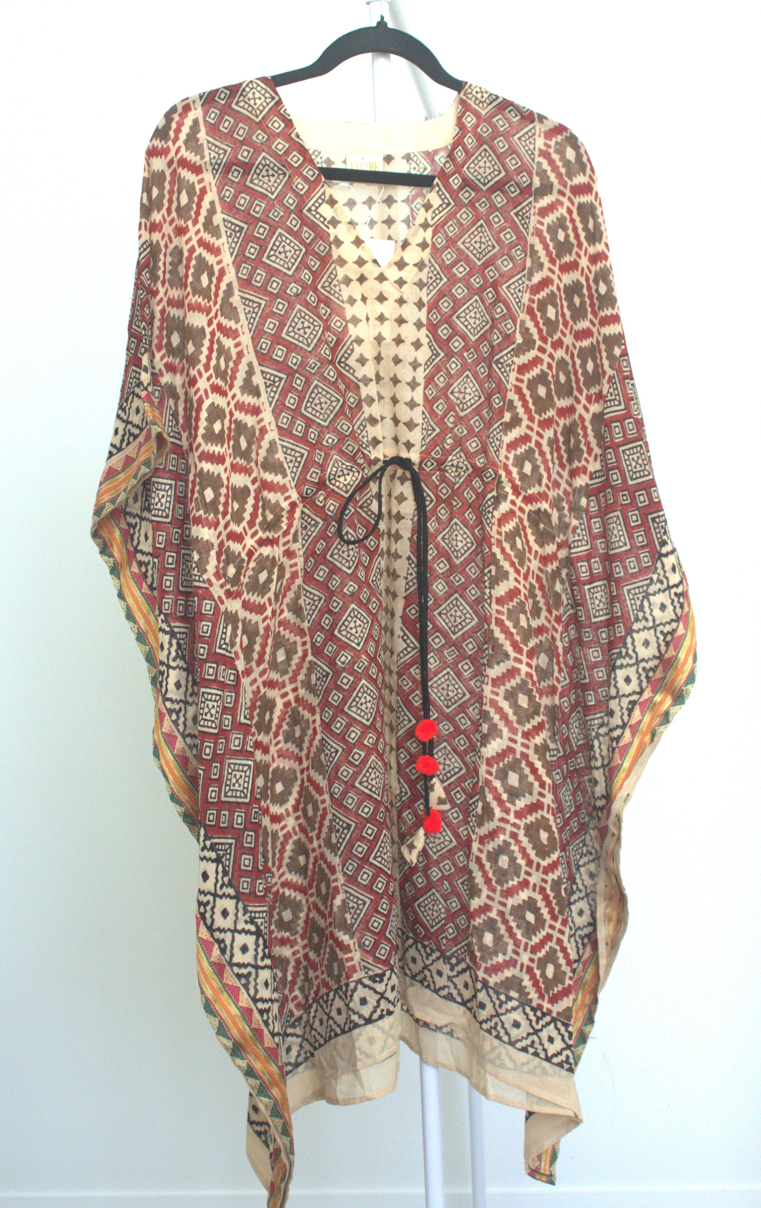 Beige and rust geo kaftan